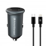 Автомобильное зарядное устройство ArmorStandart 1USB 1Type-C PD 20W 2.4A QC 3.0 Grey + кабель Type-C-Lightning (ARM82460)