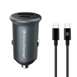 Автомобильное зарядное устройство ArmorStandart 1USB 1Type-C PD 20W 2.4A QC 3.0 Grey + кабель Type-C-Type-C (ARM82461)