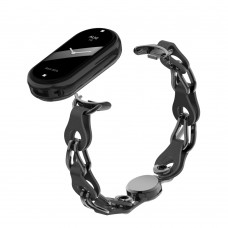 Ремешок Metal+PU ArmorStandart Chain Wristband для Xiaomi Smart Band 10/9/8 Black (ARM86887)