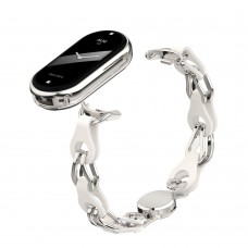 Ремешок Metal+PU ArmorStandart Chain Wristband для Xiaomi Smart Band 10/9/8 Silver (ARM86889)