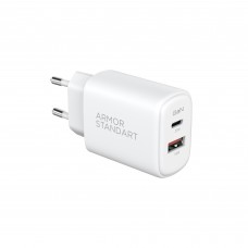 Сетевое зарядное устройство ArmorStandart Poweraze 3A 25W GaN 1Type-C 1USB White (ARM87067)