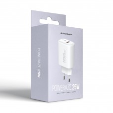 Сетевое зарядное устройство ArmorStandart Poweraze 3A 25W GaN 1Type-C 1USB White (ARM87067)