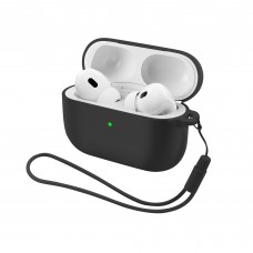 Чехол ArmorStandart TPU Silicone with straps для кейса наушников Apple Airpods Pro 3 Black (ARM88291)