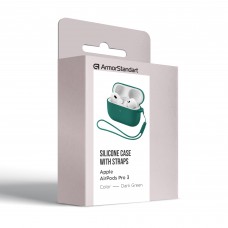 Чехол ArmorStandart TPU Silicone with straps для кейса наушников Apple Airpods Pro 3 Dark Green (ARM88293)