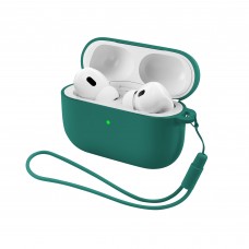 Чехол ArmorStandart TPU Silicone with straps для кейса наушников Apple Airpods Pro 3 Dark Green (ARM88293)