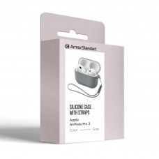 Чехол ArmorStandart TPU Silicone with straps для кейса наушников Apple Airpods Pro 3 Grey (ARM88295)