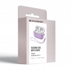 Чехол ArmorStandart TPU Silicone with straps для кейса наушников Apple Airpods Pro 3 Pink Purple (ARM88298)