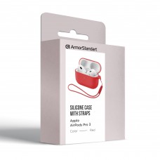Чехол ArmorStandart TPU Silicone with straps для кейса наушников Apple Airpods Pro 3 Red (ARM88299)