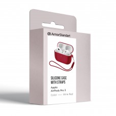 Чехол ArmorStandart TPU Silicone with straps для кейса наушников Apple Airpods Pro 3 Wine Red (ARM88302)