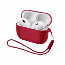 Чехол ArmorStandart TPU Silicone with straps для кейса наушников Apple Airpods Pro 3 Wine Red (ARM88302)