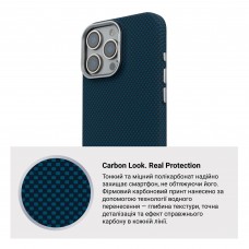 Чехол накладка ArmorStandart PC LikeCarbon2 MagCase для Apple iPhone 16 Pro Max Kevlar Dark Blue (ARM88593)