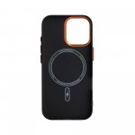 Чехол накладка ArmorStandart PC LikeCarbon2 SE MagCase для Apple iPhone 17 Kevlar Black Orange (ARM89163)