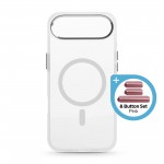 Чехол накладка ArmorStandart TPU Unit MagCase для Apple iPhone 17 Air Matte Clear Silver + Pink Button Set (ARM90584)