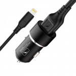 Автомобильное зарядное устройство SkyDolphin SZ02L Aluminium 2USB 2.4A Black (AZP-000071) + кабель Lightning