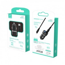 АЗУ SkyDolphin SZ02L Aluminium 2USB 2.4A Black (AZP-000071) + кабель Lightning