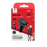 Автомобильное зарядное устройство SkyDolphin SZ18T 2USB 3.4A Black (AZP-000100) + кабель Type-C