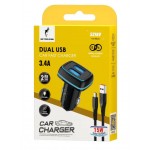 Автомобильное зарядное устройство SkyDolphin SZ18V 2USB 3.4A Black (AZP-000101) + кабель microUSB