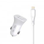 Автомобильное зарядное устройство SkyDolphin SZ09L 2USB 3.4A White (AZP-000108) + кабель Lightning