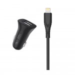 Автомобильное зарядное устройство SkyDolphin SZ09L 2USB 3.4A Black (AZP-000109) + кабель Lightning