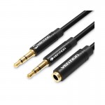 Кабель Audio 3.5мм-3.5мм Vention 2xM/F OMTP-CTIA TPE 1m Black (BHDBF)