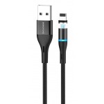 Кабель Borofone BU16 USB-Lightning 1.2m магнитный Black (BU16LB)