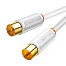 Кабель Coaxial Cabletime антенний 1m Male to Female 75OHM White (CF33H)