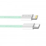 Кабель ColorWay Lightning-Type-C (M/M) 3.0 А 1m Green (CW-CBPDCL061-G)