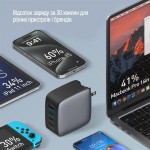 Сетевое зарядное устройство ColorWay GaN PD 100W 1USB 3Type-C 3A Black (CW-CHS047PD-BK)