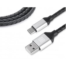 Кабель REAL-EL Premium Leather USB-Type-C 1m 3A Black (EL123500049)