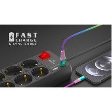 Кабель REAL-EL Rainbow USB-Lightning 1m 2.4A (EL123500051)