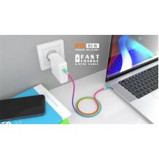 Кабель REAL-EL Premium Rainbow USB Type-C-Type-C 3A 1m (EL123500053)