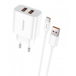 Сетевое зарядное устройство Foneng EU45 Dual 2USB 2.4A White (EU45-CH-TC) + кабель USB-Type-C