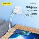 Сетевое зарядное устройство Foneng EU50 PD 35W Fast Charger 2Type-C 3A White (EU50-CH)