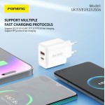 Сетевое зарядное устройство Foneng PD 30W 1USB 1Type-C 3A White (EU52-CH)
