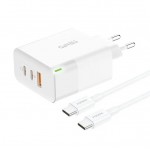 Сетевое зарядное устройство Foneng GaN PD 65W 1USB 2Type-C 3A White (GAN65) + кабель USB-Type-C-Type-C