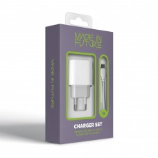 Сетевое зарядное устройство MadeInFuture MFS12 1Type-C 1USB 12W 2.4A + Cable USB-Type-C White (MIF82822)