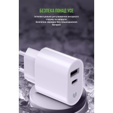 Сетевое зарядное устройство MadeInFuture MFS12 1Type-C 1USB 12W 2.4A + Cable USB-Lightning White (MIF82823)