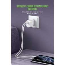 Сетевое зарядное устройство MadeInFuture MFS12 1Type-C 1USB 12W 2.4A + Cable USB-Lightning White (MIF82823)