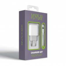 Сетевое зарядное устройство MadeInFuture MFS12 1Type-C 1USB 12W 2.4A + Cable USB-Lightning White (MIF82823)