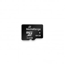 Карта памяти MicroSDHC 64GB Class 10 MediaRange R60/W15MB/s + SD-adapter (MR955)