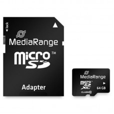 Карта памяти MicroSDHC 64GB Class 10 MediaRange R60/W15MB/s + SD-adapter (MR955)