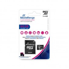 Карта памяти MicroSDHC 64GB Class 10 MediaRange R60/W15MB/s + SD-adapter (MR955)