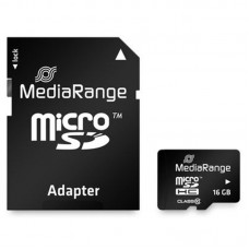 Карта памяти MicroSDHC 16GB Class 10 MediaRange R45/W12MB/s + SD-adapter (MR958)