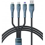 Кабель Proda PD-B74th 3в1 USB-Lightning-microUSB-Type-C 6А 1.3m Black (PD-B74th-BK)