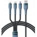 Кабель Proda PD-B74th 3в1 USB-Lightning-microUSB-Type-C 6А 1.3m Black (PD-B74th-BK)