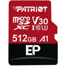 Карта памяти MicroSDXC 512GB UHS-I/U3 Class 10 Patriot EP A1 R90/W80MB/s + SD-adapter (PEF512GEP31MCX)