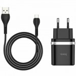 Сетевое зарядное устройство Hoco C12Q 1USB 3А QC3.0 Black (S23991) + кабель USB-Type-C