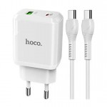 Сетевое зарядное устройство Hoco N5 1USB 1Type-C PD 20W 3A QC3.0 White (S25717) + cable Type-C