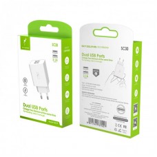Сетевое зарядное устройство SkyDolphin SC30 2USB 2.1A White (SDMZP-000111)