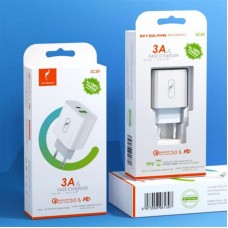 Сетевое зарядное устройство SkyDolphin SC20 PD+QC3.0 1USB 1Type-C 3A White (SDMZP-000121)